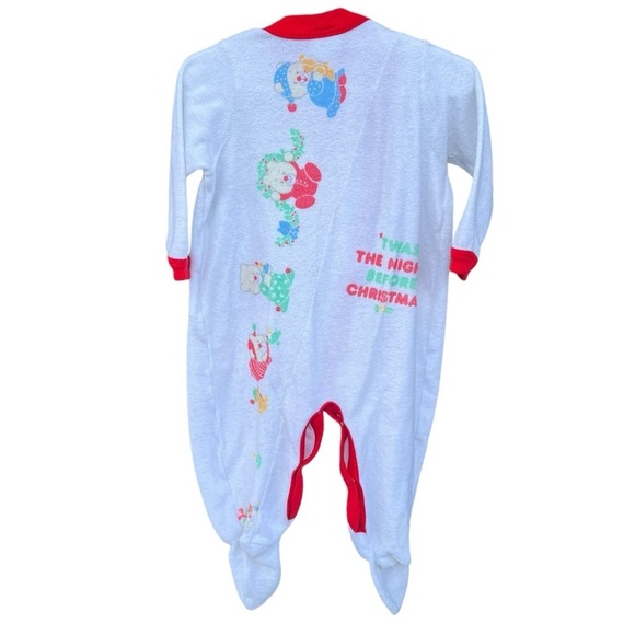 VTG Carter’s Christmas Bear Footed Sleeper Terrycloth Night Before Christmas Lrg - Picture 2 of 15